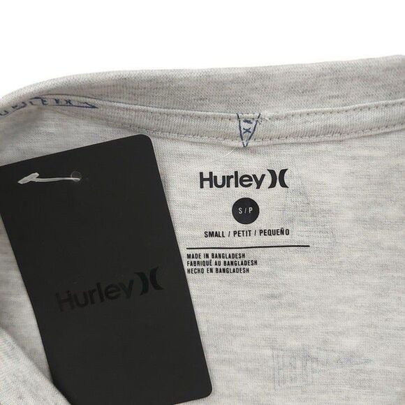 Hurley T-Shirt Mens Small Gray Short Sleeve Crew Neck Allover Logo Cotton Blend - Picture 10 of 12